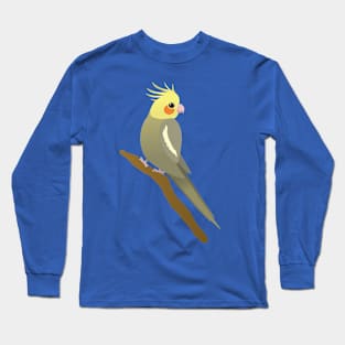 A grey cockatiel perched on a branch Long Sleeve T-Shirt